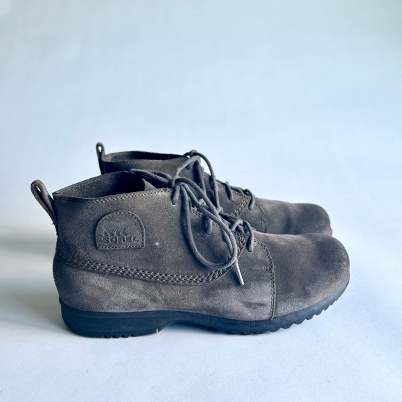 Men’s Sorel Brown Grey Suede Genuine Leather Lace Up Ankle Boots size 10.5 - Picture 2 of 14